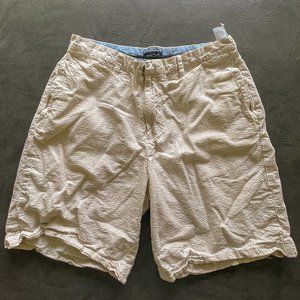 Men's Nautica Seersucker Shorts, White and Tan, Size 36
